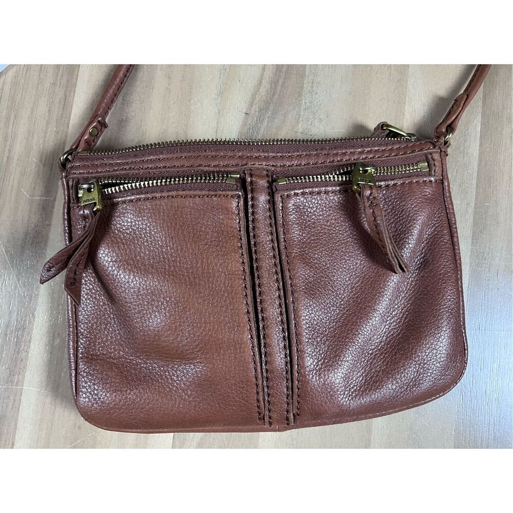FOSSIL Brown Leather ERIN Small Crossbody Purse Bag